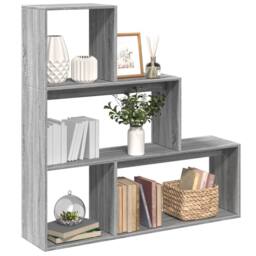 Berkfield Home Room Divider Bookcase 3-Tier Grey Sonoma 123x29x123 cm Engineered Wood - Size: 123 x 29 x 123 cm - thumbnail 2