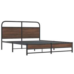 Berkfield Home Metal Bed Frame without Mattress Brown Oak 160x200 cm - thumbnail 1