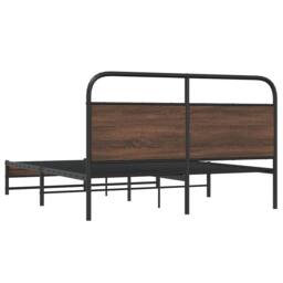 Berkfield Home Metal Bed Frame without Mattress Brown Oak 160x200 cm - thumbnail 7