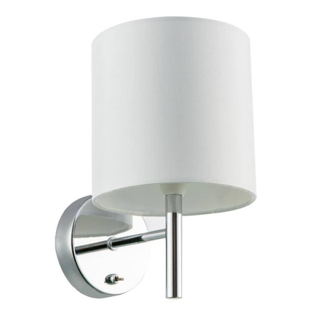 Happy Homewares Contemporary Bedside Wall Lamp in Chrome with Toggle Switch & Shade in Silver - image 1