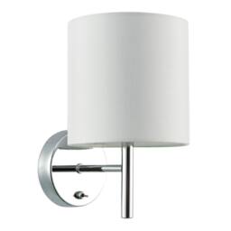 Happy Homewares Contemporary Bedside Wall Lamp in Chrome with Toggle Switch & Shade in Silver - thumbnail 4
