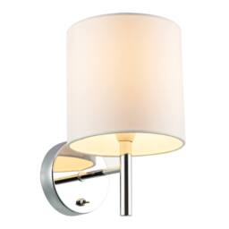 Happy Homewares Contemporary Bedside Wall Lamp in Chrome with Toggle Switch & Shade in Silver - thumbnail 2