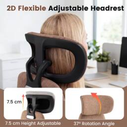 Costway Office Chair w/2D Adjustable Headrest Rocking& Backrest Computer Chair in Brown - thumbnail 5