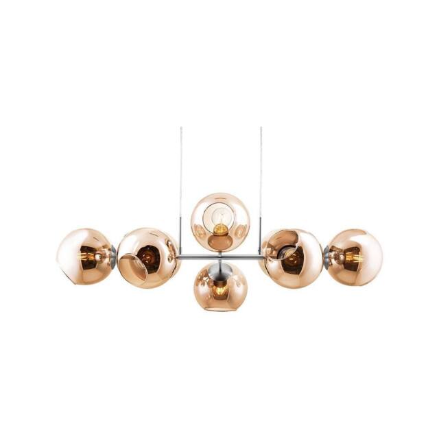 Netlighting Pilar Bar Pendant Ceiling Light Nickel Matt Amber Glass Shade 8x E27 in Grey - image 1