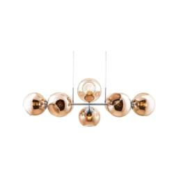 Netlighting Pilar Bar Pendant Ceiling Light Nickel Matt Amber Glass Shade 8x E27 in Grey - thumbnail 1