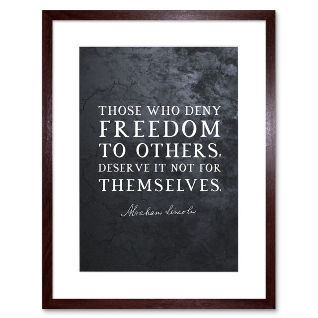 "Artery8 Wall Art Print Slate Quote Abraham Lincoln Deny Freedom Artwork Framed 9X7 Inch in Brown - Size: W7"" x H9""" - image 1