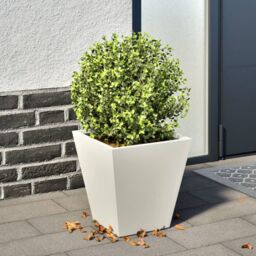 Berkfield Home Garden Planter White 30x30x30 cm Steel - Size: 30 x 30 x 30 cm