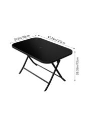 Living and Home Outdoor Folding Table with Umbrella Hole in Black - Size: Large - thumbnail 4