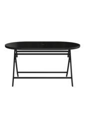 Living and Home Outdoor Folding Table with Umbrella Hole in Black - Size: Large - thumbnail 5