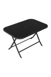 Living and Home Outdoor Folding Table with Umbrella Hole in Black - Size: Large - thumbnail 6