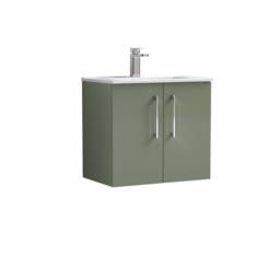 Balterley Bathroom 2 Soft Close Door, Wall Hung Vanity Unit, Satin Green, 600mm in Green
