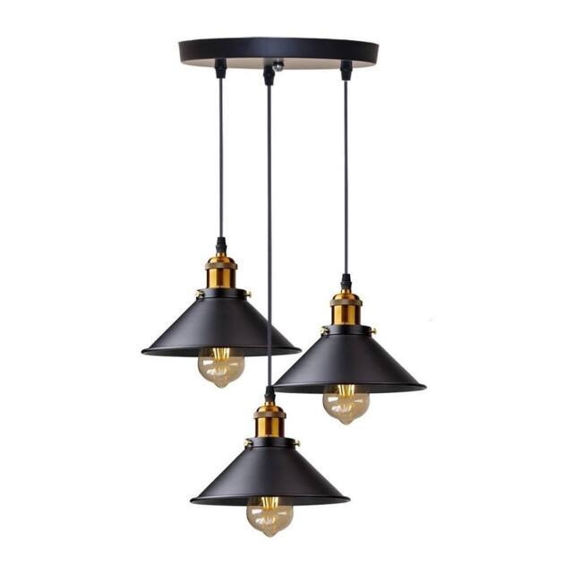 Goeco Industrial Pendant Lights Black Metal chandelier E27 Adjustable Cable - image 1
