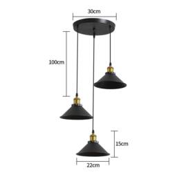 Goeco Industrial Pendant Lights Black Metal chandelier E27 Adjustable Cable - thumbnail 2