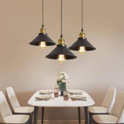 Goeco Industrial Pendant Lights Black Metal chandelier E27 Adjustable Cable - thumbnail 5