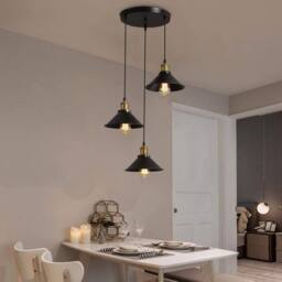 Goeco Industrial Pendant Lights Black Metal chandelier E27 Adjustable Cable - thumbnail 7