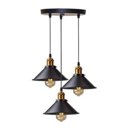 Goeco Industrial Pendant Lights Black Metal chandelier E27 Adjustable Cable - thumbnail 1