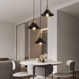 Goeco Industrial Pendant Lights Black Metal chandelier E27 Adjustable Cable - thumbnail 6