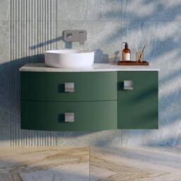 Balterley Gentleshaw 1 Drawer Left-Hand Wall Hung Vanity Unit, 1000mm in Green - thumbnail 3