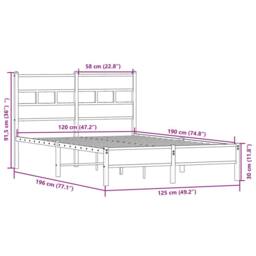 Berkfield Home Elegant Bed Frame Frame Sonoma Oak 120x190 cm Small Double Wood in Light Oak - thumbnail 9