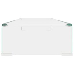 Berkfield Home TV Stand/Monitor Riser Glass Clear 90x30x13 cm - Size: 90 x 30 x 13 cm - thumbnail 4