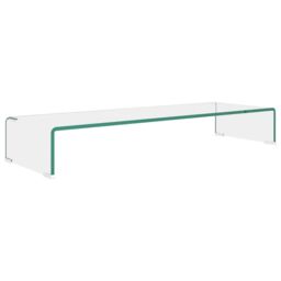 Berkfield Home TV Stand/Monitor Riser Glass Clear 90x30x13 cm - Size: 90 x 30 x 13 cm - thumbnail 2