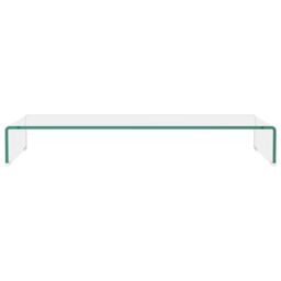 Berkfield Home TV Stand/Monitor Riser Glass Clear 90x30x13 cm - Size: 90 x 30 x 13 cm - thumbnail 3