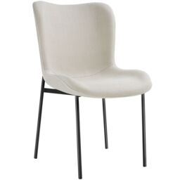 tectake Dining Chair Tessa Set Of 2 - Woven Fabric Off-White/Black in Off-White - Size: 2 Pack