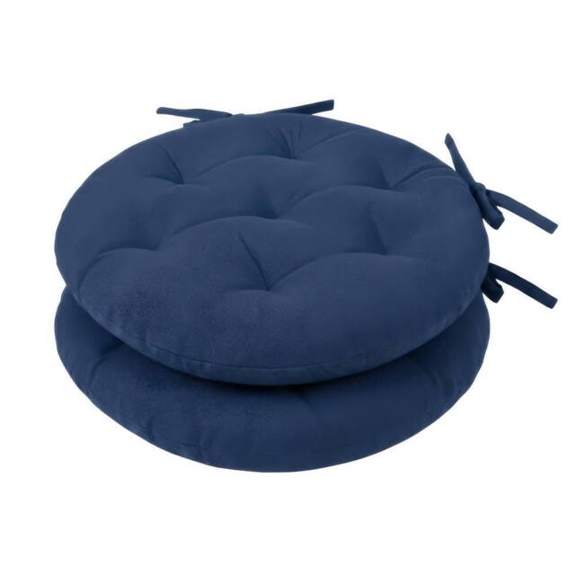 Harbour Housewares Round Seat Pads - 40 x 40cm - Pack of 2 in Navy - Size: 40 x 40 cm - image 1