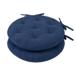 Harbour Housewares Round Seat Pads - 40 x 40cm - Pack of 2 in Navy - Size: 40 x 40 cm