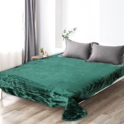 Smart Living Luxury Thick Faux Fur Mink Throw Blanket - Soft Fleece for Sofa & Bed in Green - Size: 200 cm x 240 cm