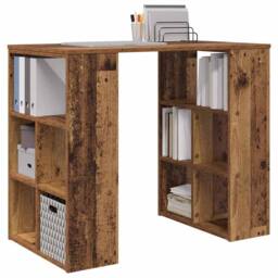 Berkfield Home Durable Corner Desk Old Wood Solid Reclaimed Wood Medium Corner Desk in Brown - thumbnail 1