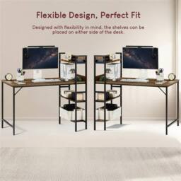 SPETLEK Computer Desk With 3 Shelves Home Office Desk Dark Wood in Brown - Size: 0.6m2 - thumbnail 3