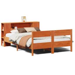 Berkfield Home Decorative Bookcase Bed without Mattress Wax Brown 140x200cm Soli - Size: 140x200 cm - thumbnail 3