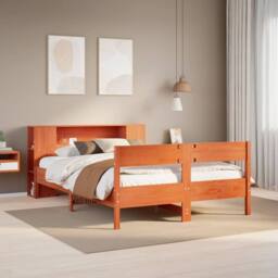 Berkfield Home Decorative Bookcase Bed without Mattress Wax Brown 140x200cm Soli - Size: 140x200 cm - thumbnail 2