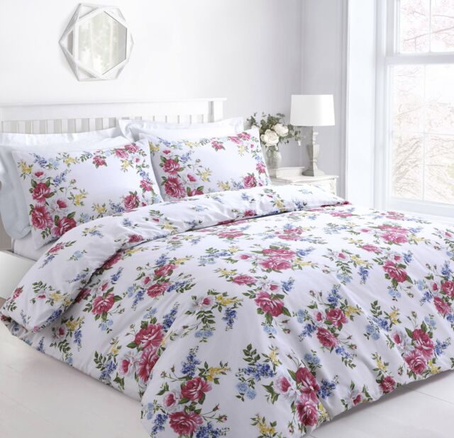 Velosso Vintage Floral Cotton Rich Printed Duvet Cover & Pillowcase Set - Size: Single - image 1