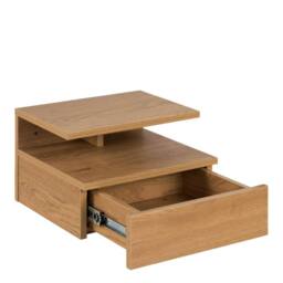Wyld Haus Lincoln Wild Oak Effect Floating Bedside Table 1 Drawer Open Shelf in Natural - thumbnail 3
