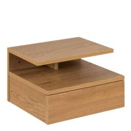 Wyld Haus Lincoln Wild Oak Effect Floating Bedside Table 1 Drawer Open Shelf in Natural - thumbnail 2