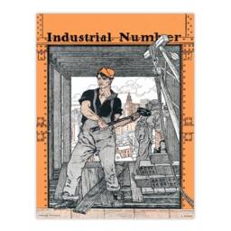 Artery8 Edward Penfield Framed Wall Art Print Industrial Number Worker in Orange - Size: A4 - thumbnail 3