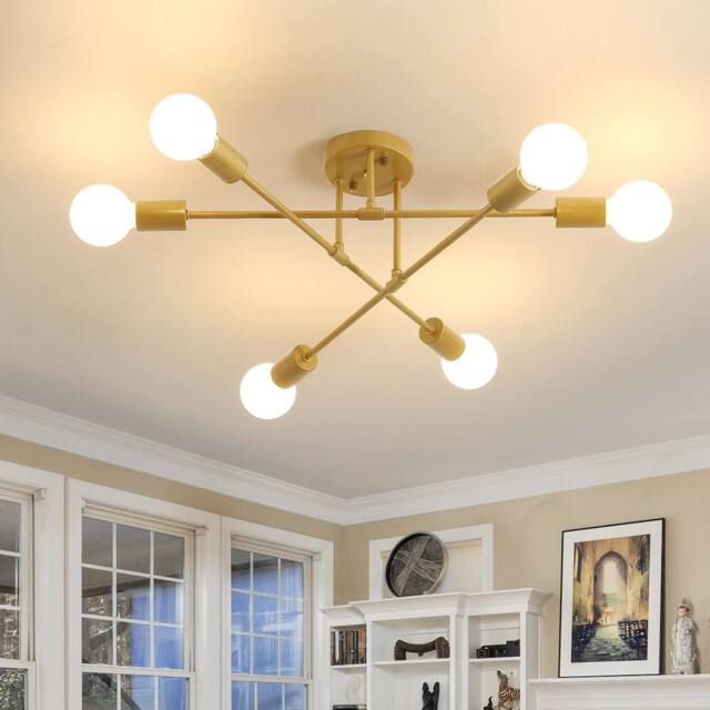 COMELY Industrial Chandelier, 6-Light Retro Adjustable Gold Ceiling Lights - image 1