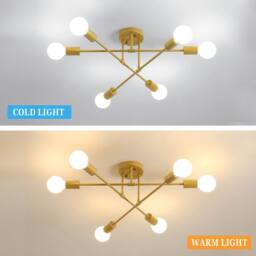 COMELY Industrial Chandelier, 6-Light Retro Adjustable Gold Ceiling Lights - thumbnail 9