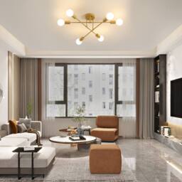 COMELY Industrial Chandelier, 6-Light Retro Adjustable Gold Ceiling Lights - thumbnail 3