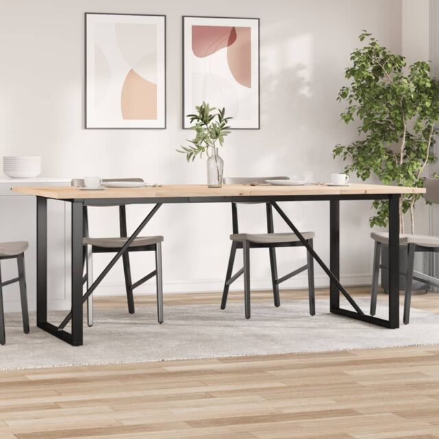 Berkfield Home Dining Table O-Frame 200x100x75.5 cm Solid Wood Pine & Steel in Brown - image 1