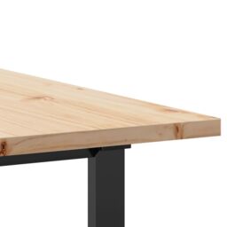 Berkfield Home Dining Table O-Frame 200x100x75.5 cm Solid Wood Pine & Steel in Brown - thumbnail 7
