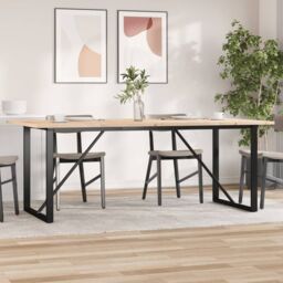 Berkfield Home Dining Table O-Frame 200x100x75.5 cm Solid Wood Pine & Steel in Brown - thumbnail 1