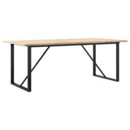 Berkfield Home Dining Table O-Frame 200x100x75.5 cm Solid Wood Pine & Steel in Brown - thumbnail 6