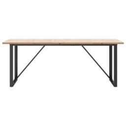 Berkfield Home Dining Table O-Frame 200x100x75.5 cm Solid Wood Pine & Steel in Brown - thumbnail 4