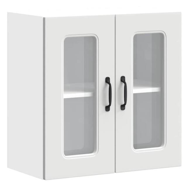 Berkfield Home Kitchen Wall Cabinet with Glass Door Kalmar White Engineered Wood - image 1