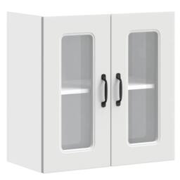 Berkfield Home Kitchen Wall Cabinet with Glass Door Kalmar White Engineered Wood - thumbnail 1