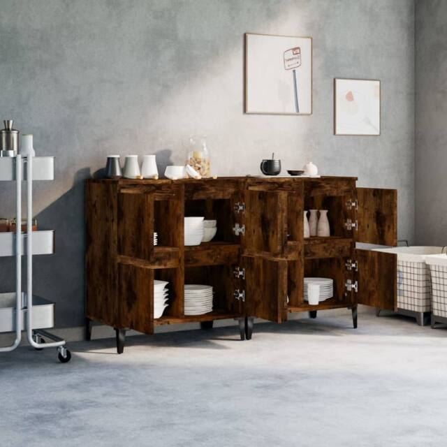 Berkfield Home Sideboards 2 pcs Smoked Oak 60x35x70 cm Engineered Wood in Brown - Size: 60 x 35 x 70 cm - image 1