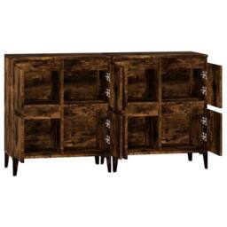 Berkfield Home Sideboards 2 pcs Smoked Oak 60x35x70 cm Engineered Wood in Brown - Size: 60 x 35 x 70 cm - thumbnail 7